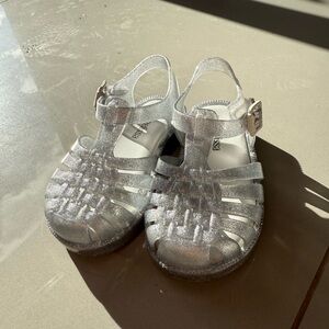 Mini Melissa Glittery Silver Kids Sandals